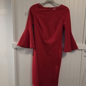 Calvin Klein Vibrant Red Bell Sleeve Dress The Perfect Holiday Dress